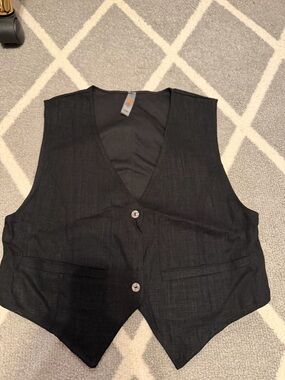 Mono B Black V-Neck Button Front Vest